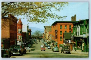 1960 Rutland Vermont Postcard Partial View Business Section Store Shop Building