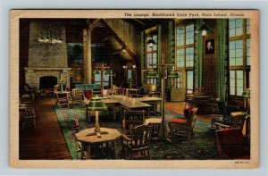 Rock Island IL-Illinois Lounge Blackhawk State Park Vintage Linen Postcard 