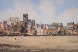 Durham Cricket Match Ground Eric Thompson Painting Postcard