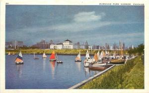 Burnham Park Harbor Sailboats CHICAGO ILLINOIS 1940s postcard 4946
