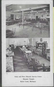 Ca 1928 Real Photo Post Card Battle Creek Mi Army & Navy Masonic Service Ctr----