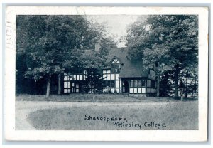 1907 Shakespeare Wellesley College Building Wellesley MA Antique Postcard 