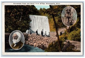 c1920's Minnehaha Falls & Stone Arch Bridge Minneapolis Minnesota MN Postcard