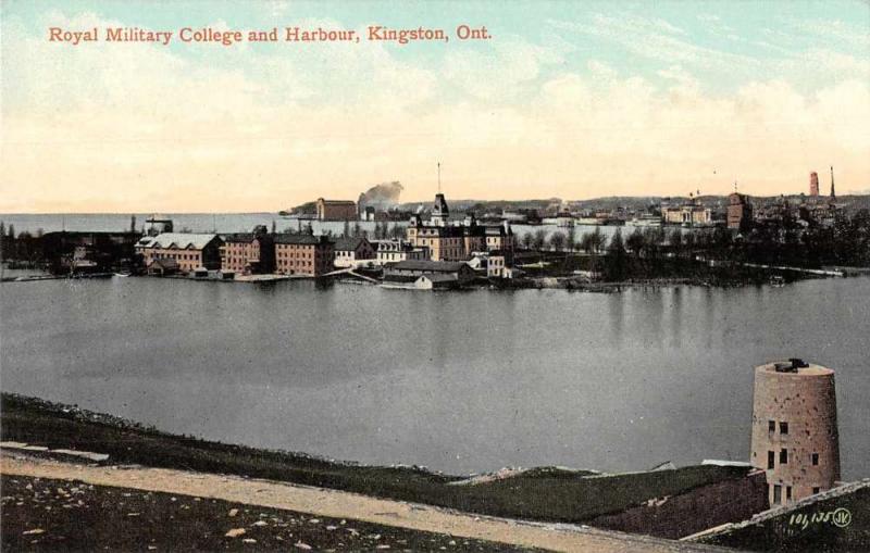 Kingston Ontario Canada Royal Military College and Harbour Postcard J79961