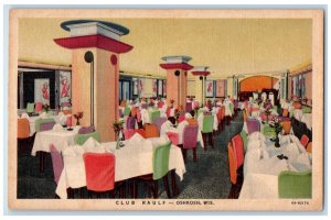 Club Raulf Hotel Dining Room Interior Scene Oshkosh Wisconsin WI Postcard 