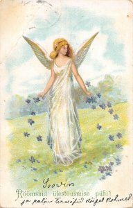 US3213 Roomsaid ulestousmise Puhi, Angel in Dress Flowers Postcard Finland