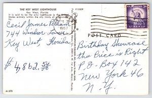 Key West Lighthouse~Key West Florida~Within City Limits~Vintage Postcard