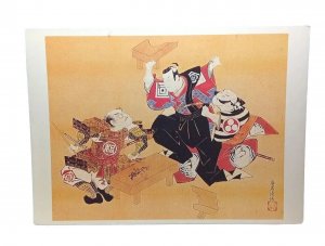 Scene From A Kabuki Play Vintage Japanese Art Painting Postcard Torii Kiyonobu