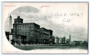 1902 Michigan Avenue Chicago Illinois IL. City Building Tower Scene Postcard