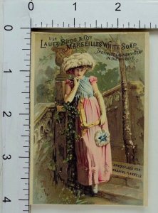 Lautz Bros & Co's Marseilles White Soap Lovely Lady Pink Dress Feathered Hat F73