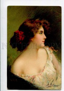 3078211 BELLE Girl w/ Red Flower by Angelo ASTI vintage Germany