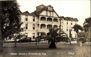 Titusville Florida FL Hotel Dixie Florist Truck Real Photo Postcard