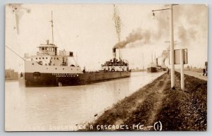 Canada Canal Soulades Cascades Pointe Charles Huntley Ship RPPC Postcard V29
