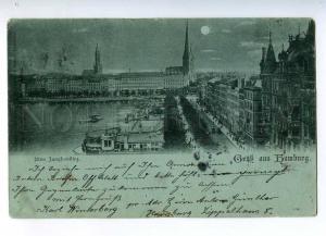 192541 GERMANY Gruss aus HAMBURG MOONLIGHT RPPC 1897 year