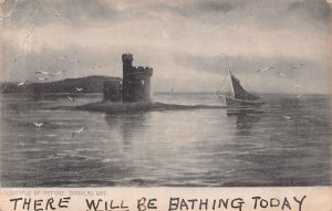 CASTLE OF REFUGE-DOUGLAS BAY-ISLE OF MAN ENGLAND~1903 TUCK ROUGH SEA PHOTO PSCRD