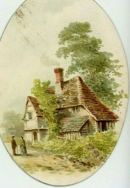 1880s Victorian Die-Cut Raphael Tuck Cottage Couple Fab! P206