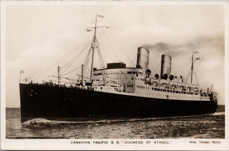 SS Duchess of Atholl Canadian Pacific Ship Real Photo Postcard F94