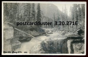 h465 - MARBLE CANYON BC 1921 Creek & Falls. Real Photo Postcard by George Noble