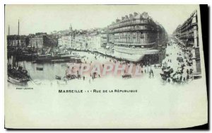 Old Postcard Marseille Rue de la Republique Tramway