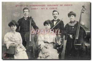 Old Postcard Symphony Quintet a graduate of Zurich Switzerland Miss E Corte C...