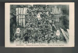 Mint New Guinea BW RPPC Postcard Papua Missionaries and Baptised Natives