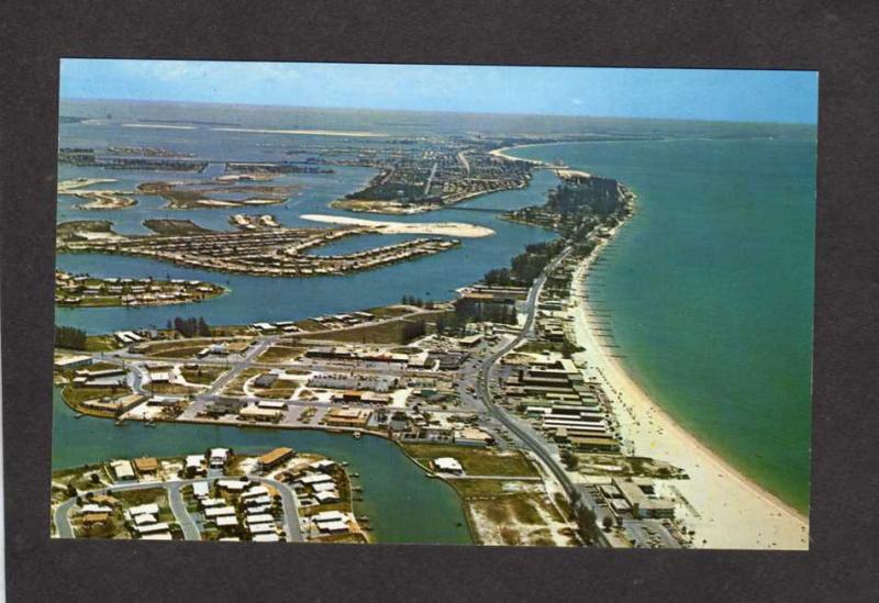 FL Aerial view Treasure Island, Boca Clega Bay, Florida, Postcard PC