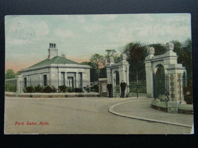 Greater Manchester Tameside HYDE Park Gates c1907 Postcard by Hartles Series