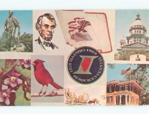 Unused 1968 SESQUICENTENNIAL YEAR POSTCARD MONTAGE Springfield Illinois IL E6979