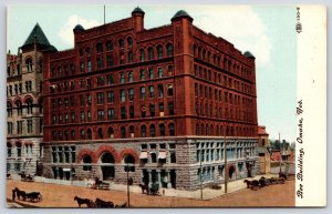 Bee Building Omaha Nebraska NB Horse Carriage Roadway View Landmark Postcard