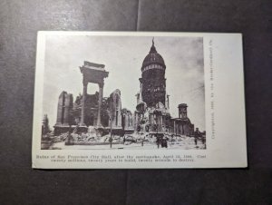 Mint USA RPPC Postcard San Francisco City Hall After 1906 Earthquake