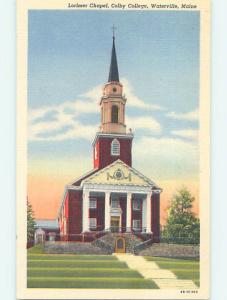 Unused Linen CHURCH SCENE Waterville Maine ME p4712