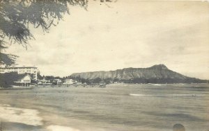 Postcard RPPC 1920s Hawaii Honolulu Beautiful Waikiki Diamond Head CA24-4873