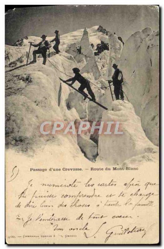 Old Postcard Passage D & # 39A Crevasse Route Du Mont Blanc Mountaineering