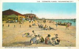 Florida Clearwater Bathhouse Pavilion beach Asheville Teich Postcard 22-6787