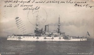 RPPC USS ALABAMA BATTLESHIP MILITARY ROTOGRAPH REAL PHOTO POSTCARD 1905