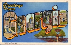 Postcard GA Large Letter - Greetings from Georgia - Curt Teich