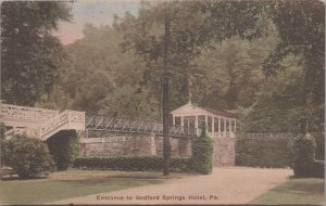 Postcard Entrance to Bedford Springs Hotel PA