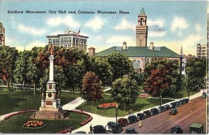 Postcard MONUMENT SCENE Worcester Massachusetts MA AI1926