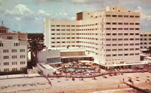 Vintage Postcard The Empress Hotel Building Pool Cabana Club Miami Beach Florida