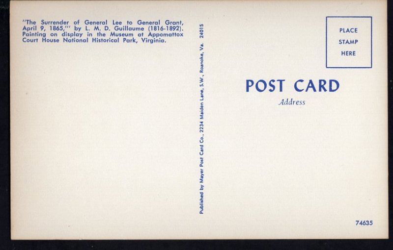 33120) Painting Surrender General Robert E Lee General Ulysses S. Grant 1865