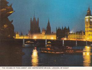 Postal 62048 : The Houses of Parliament and Westminster Bridge London by night