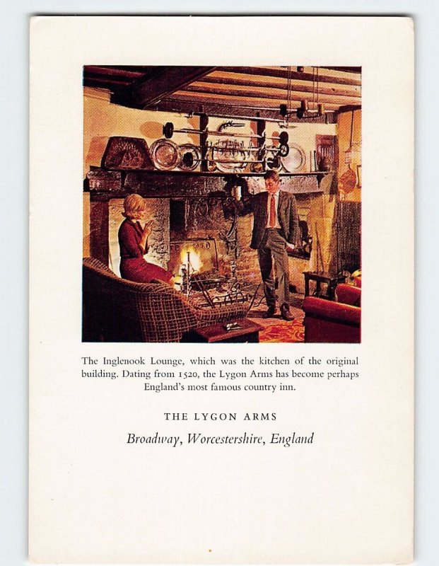 Postcard The Inglenook Lounge, The Lygon Arms, Broadway, England