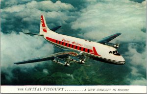 Vtg Capital Airlines Viscount Turbo Prop Airliner Rolls Royce Chrome Postcard