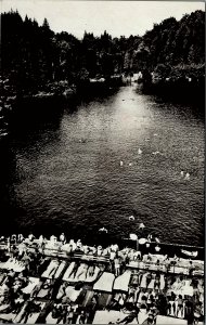 VINTAGE ROMNANIA SOVATA STRANDUL SWIMMING POOL REAL PHOTO POSTCARD 17-87