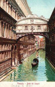 Vintage Postcard 1910's Ponte Dei Sospiri Venezia Bridge of Sighs Venice Italy