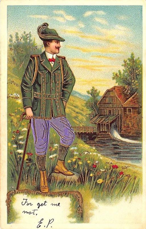 Dandy Don Hiking Mill Stream Metallic Clothes Finish Postcard