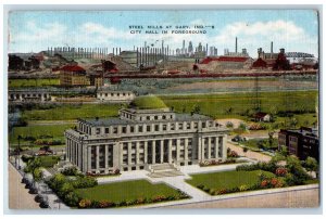 1951 City Hall In Foreground Steel Mills View At Gary Indiana IN Posted Postcard
