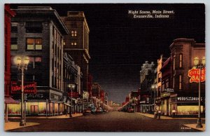 Evansville, Indiana - Main Street - 1948 - Walgreens Sign - Postcard