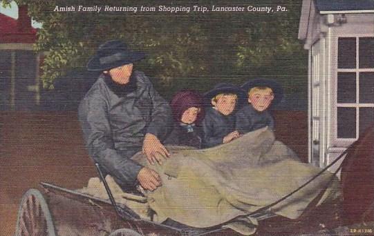 Amish Family Returning From Shopping Trip Lancaster County Pensylvania