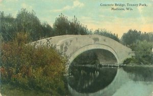 Madison Wisconsin  Tenney Park Concrete Bridge Pre-Linen Postcard Used